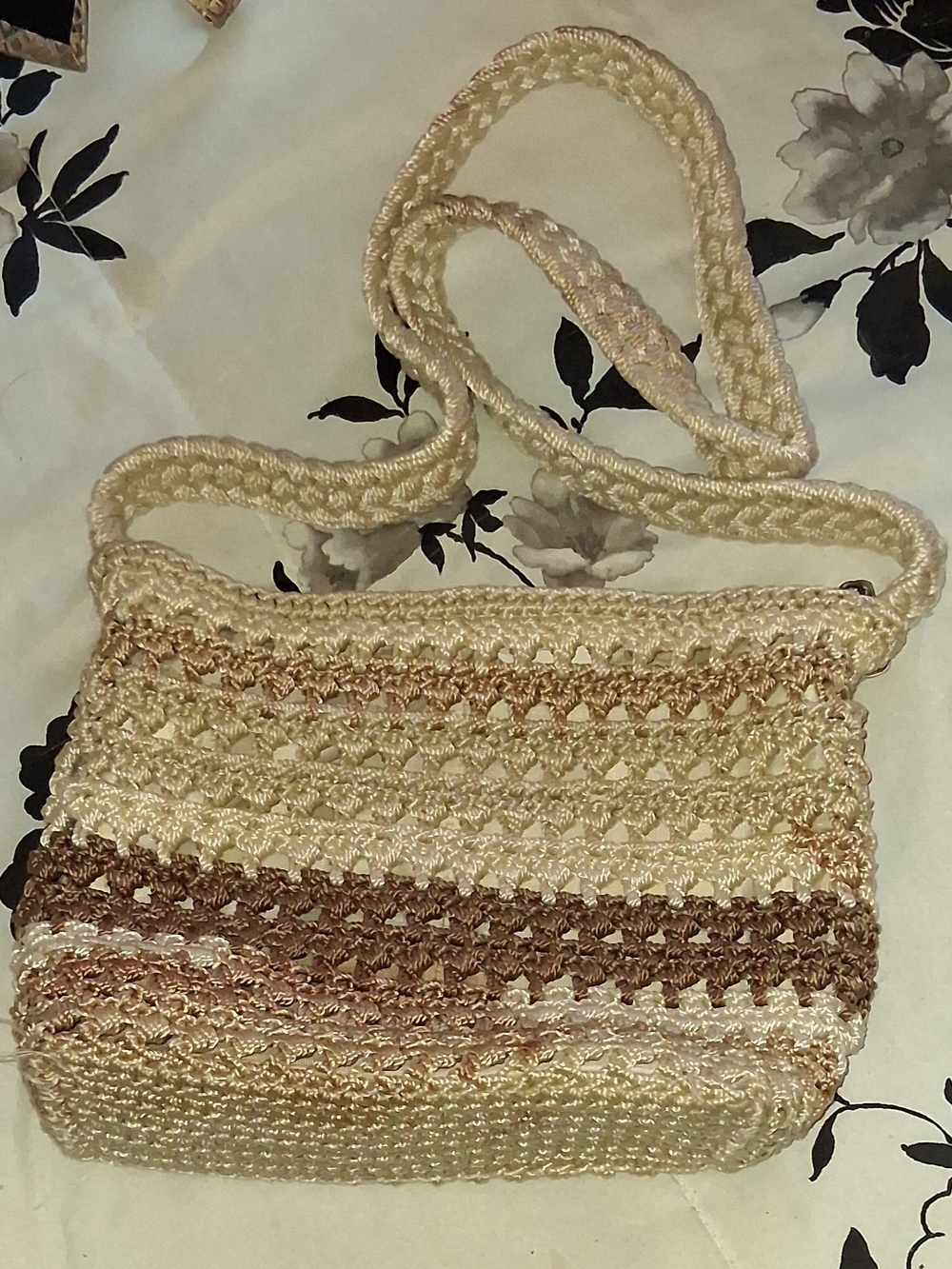 Lina Woven Shoulder Bag - Cream and Brown